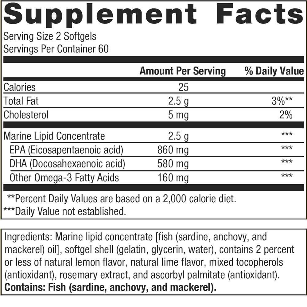 Metagenics OmegaGenics EPA-DHA 720 Omega-3 Fish Oil Lemon Flavor