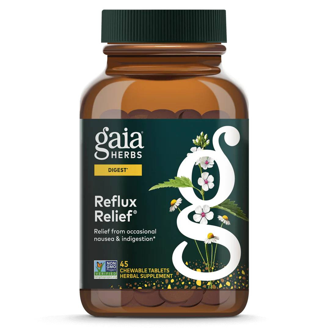 Gaia Herbs PRO Reflux Relief - 45 Chewables 38$