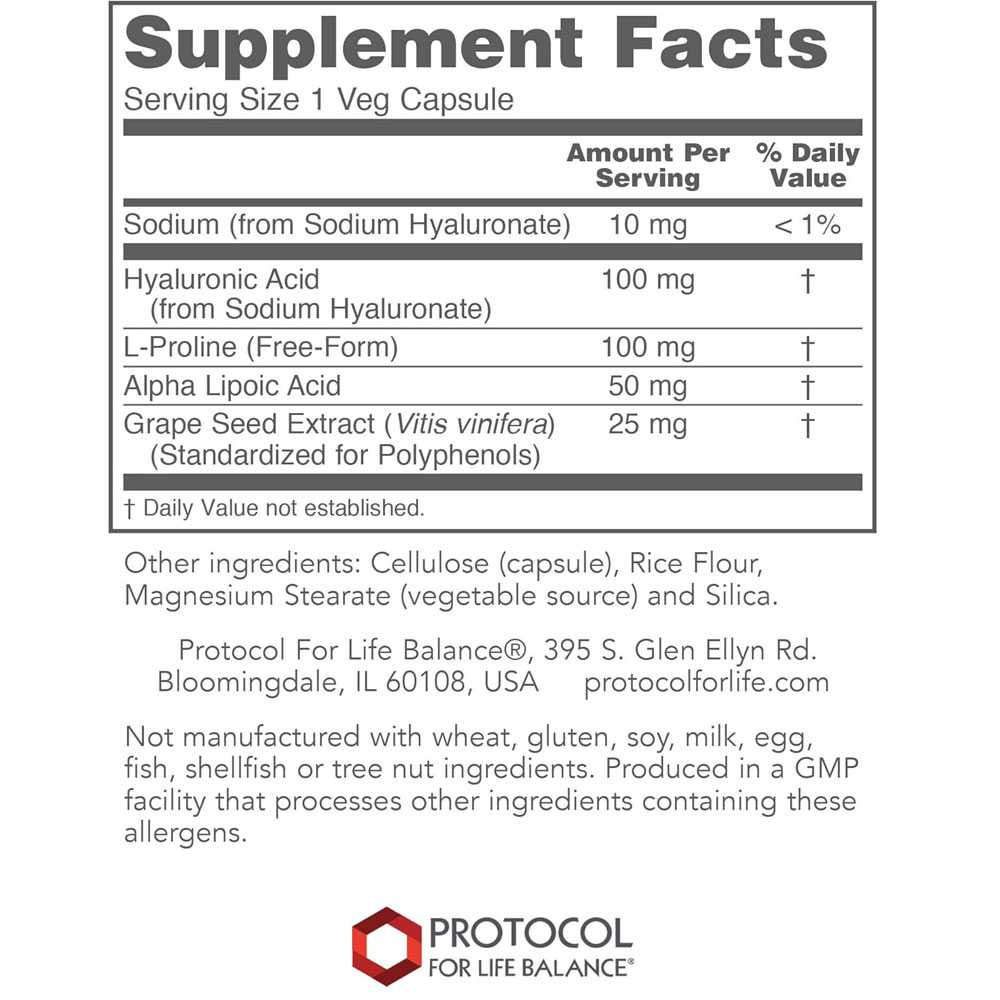 Protocol Hyaluronic Acid with Co-Factors - 60 Capsules