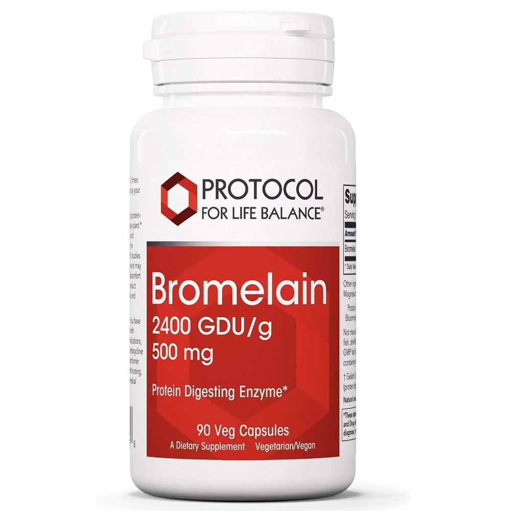 Protocol Bromelain 2400 GDUg 500mg - 90 Capsules 35$