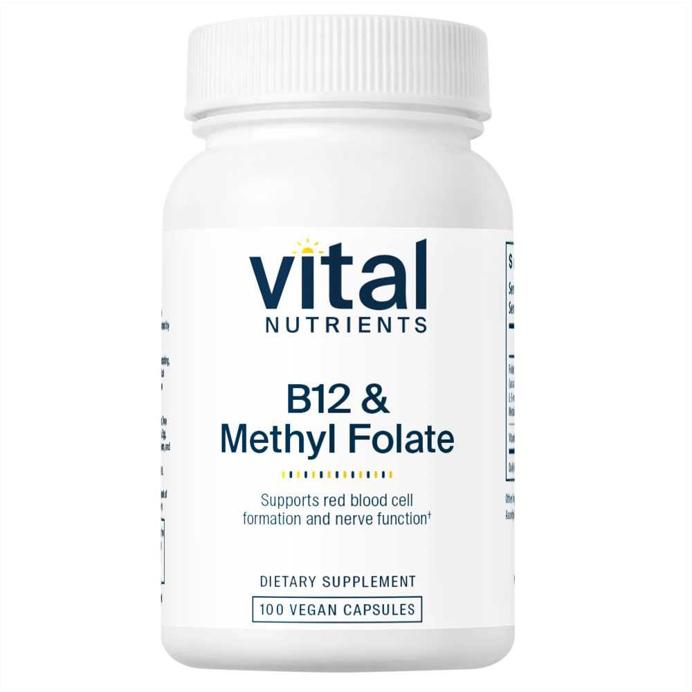 Vital Nutrients B-12/Methyl Folate 1000mcg/800mcg - 100 Capsules