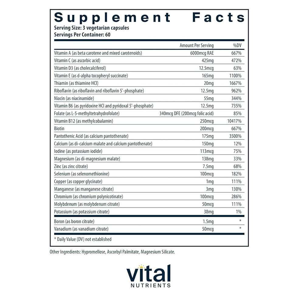 Vital Nutrients Multi-Nutrients 4 Citrate/Malate Formula - 180 Capsules