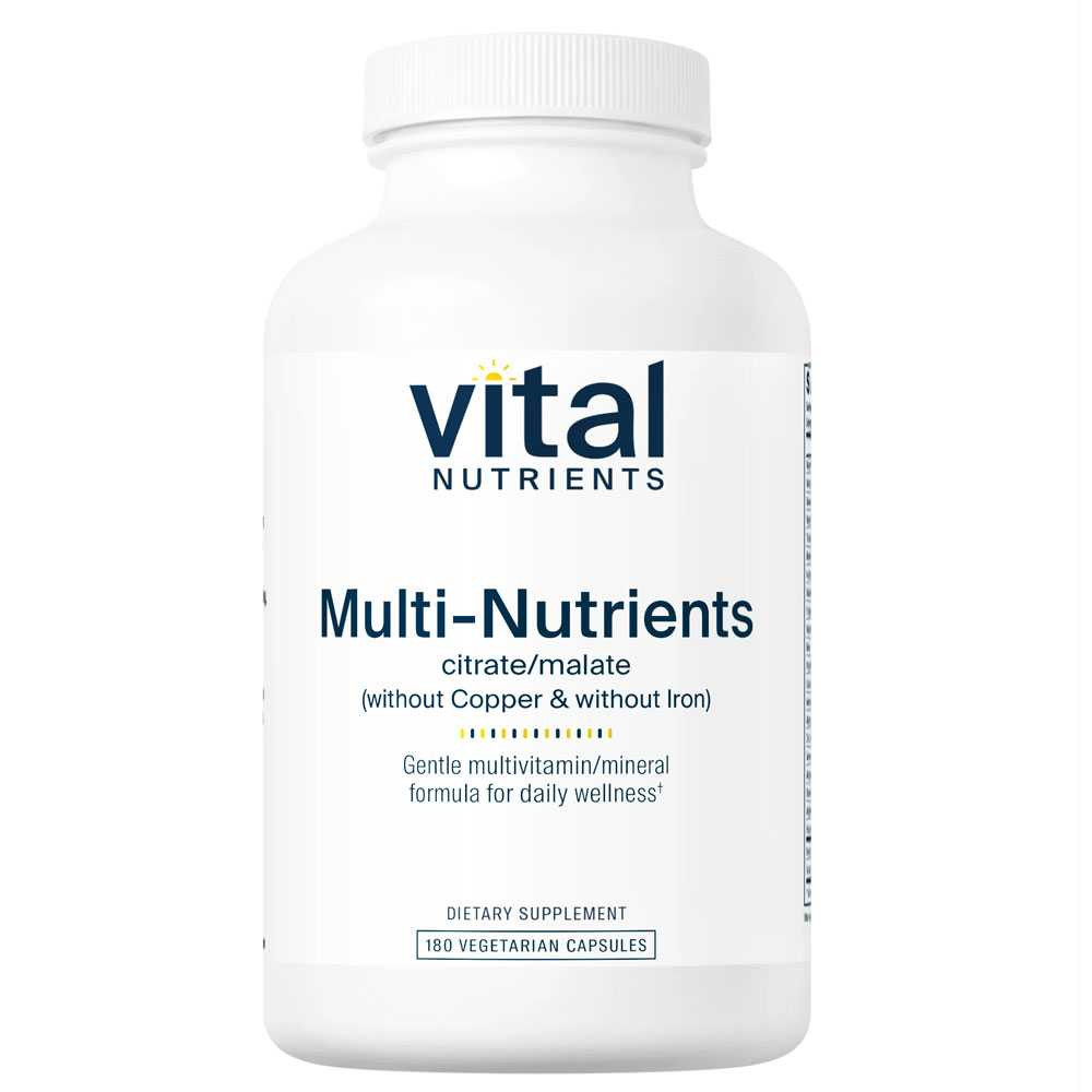 Vital Nutrients Multi-Nutrients 3 CitrateMalate without Copper or Iron - 180 Capsules 48$