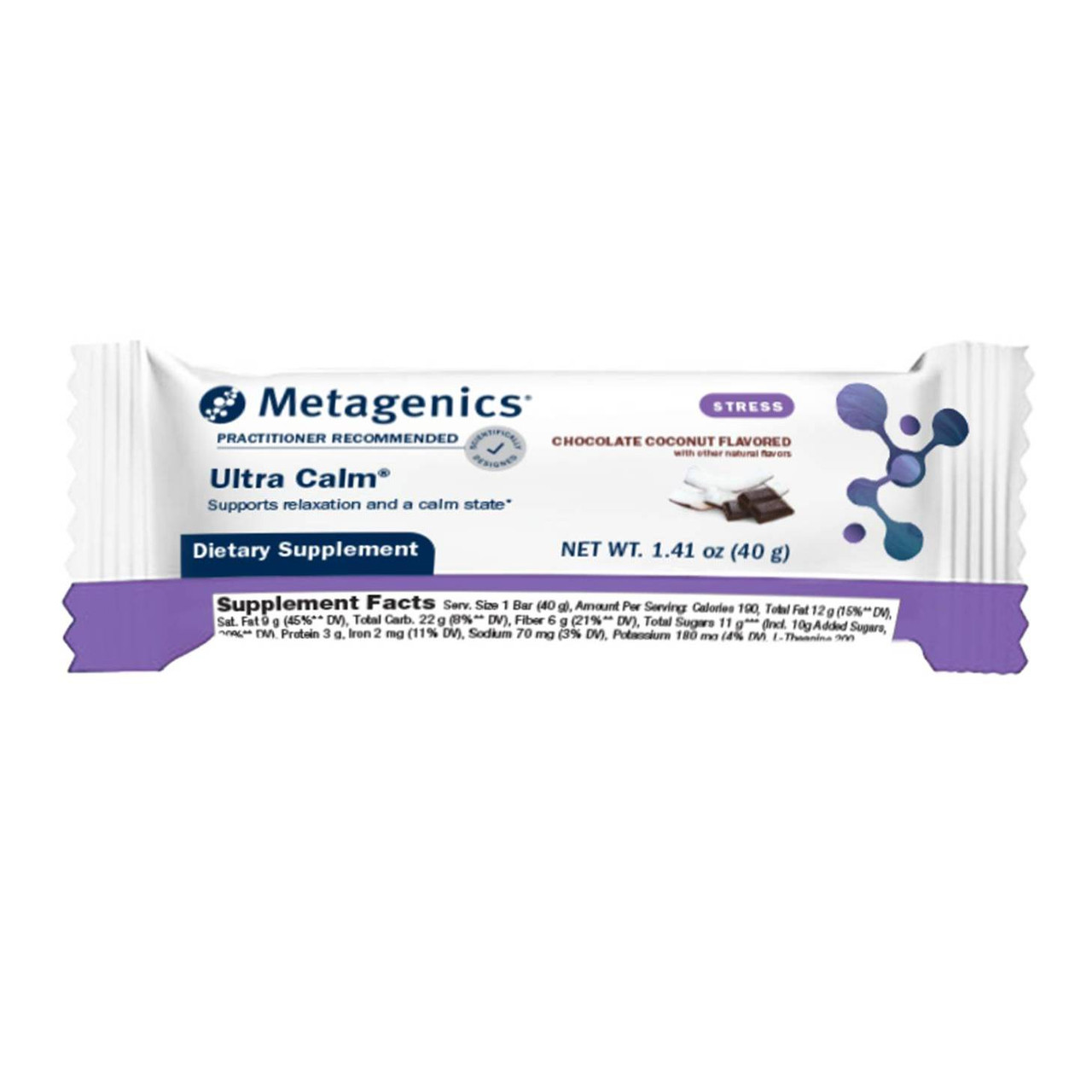 Metagenics Ultra Calm Bar Chocolate Coconut Flavor - 12 Bars