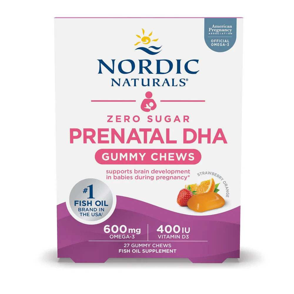 Nordic Naturals Zero Sugar Prenatal DHA Gummy Chews Strawberry Orange Flavor - Gummies