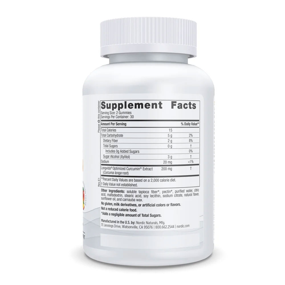 Nordic Naturals Zero Sugar Curcumin Gummies Mango Flavor - 60 Chewables