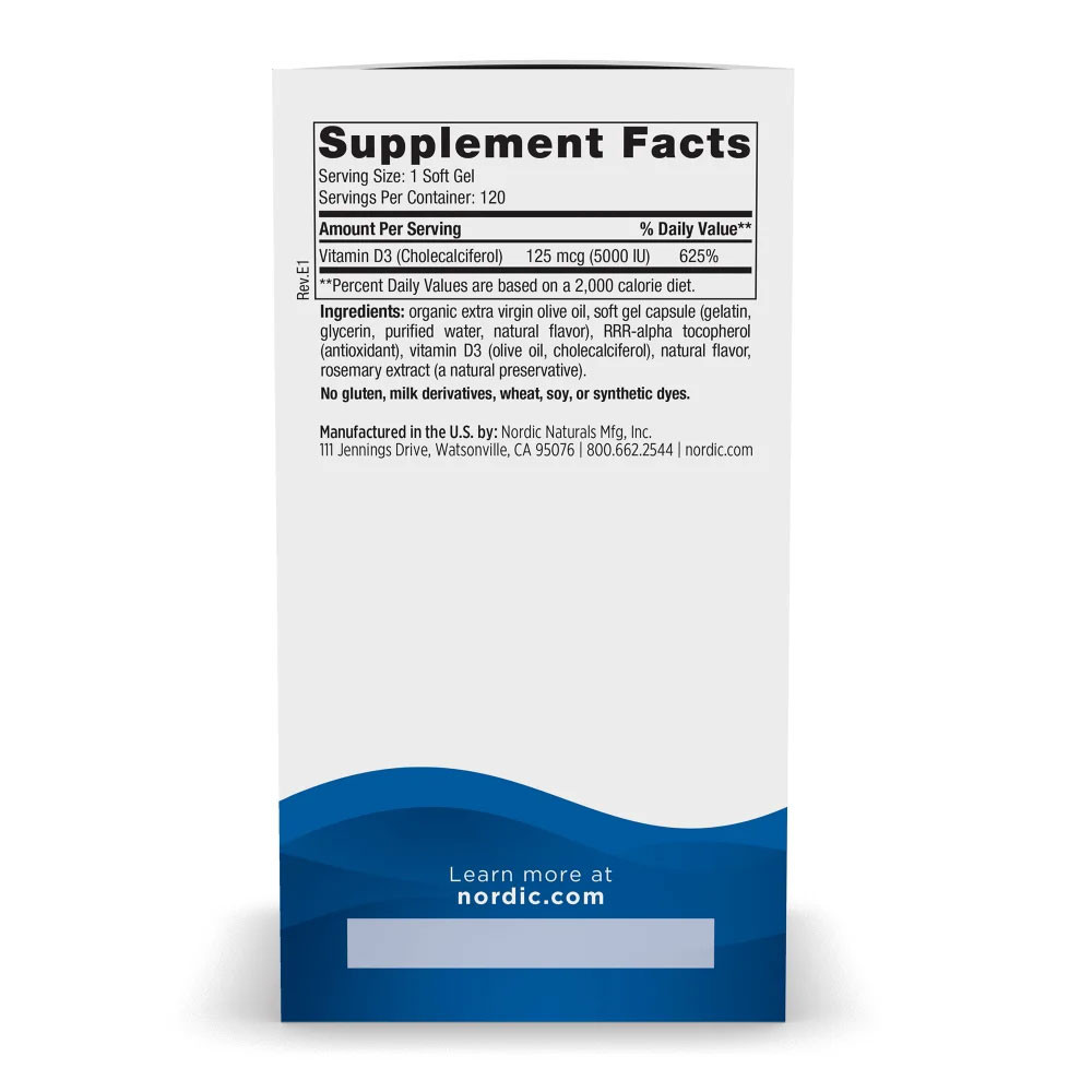 Nordic Naturals Vitamin D3 5000 Orange Flavor - 120 Softgels