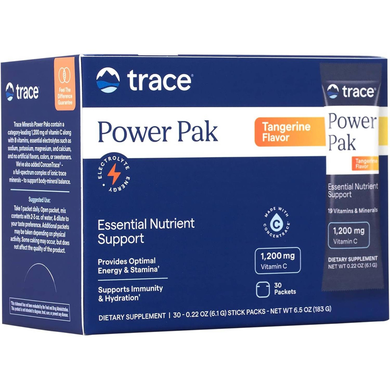 Trace Minerals Electrolyte Stamina Power Pak - Non-GMO Tangerine - 30 packets 22$