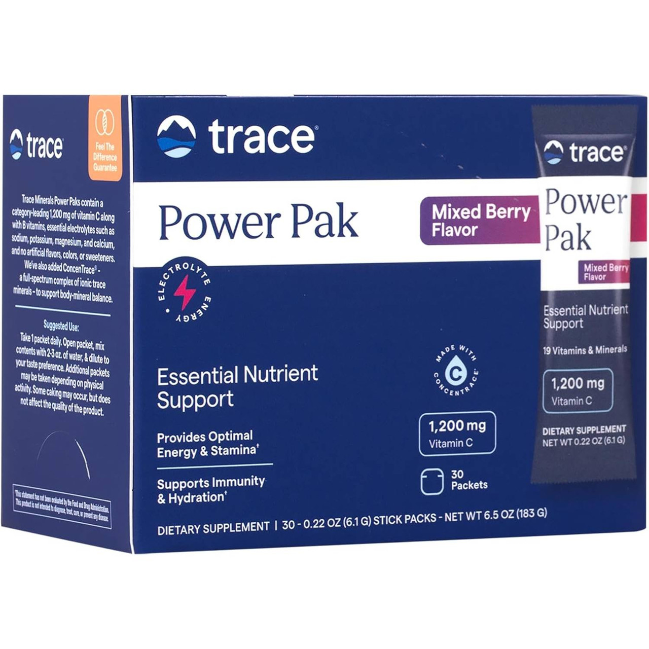 Trace Minerals Electrolyte Stamina Power Pak - Non-GMO Mixed Berry - 30 packets 22$