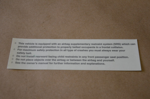SRS Air Bag Label - AirBagLabel