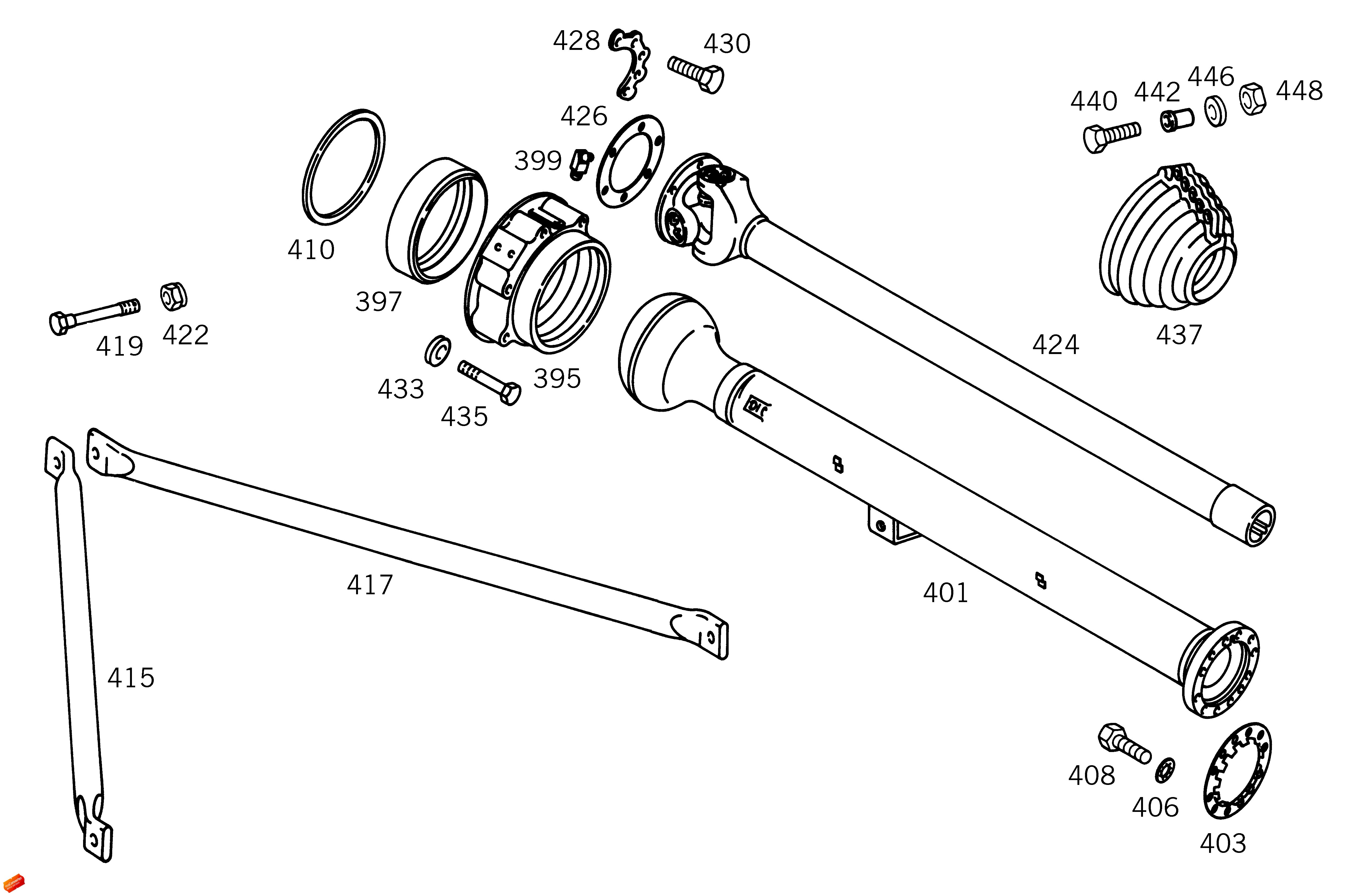 Unimog Parts - Unimog 404 - 404 Chassis Parts - Rear Driveshaft
