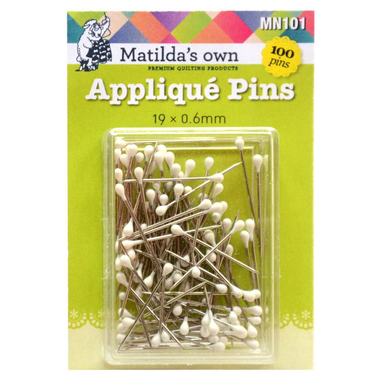 Matildas Own Applique Pins 100 Pins 19mm x 0.6mm - Old Mill Quilting