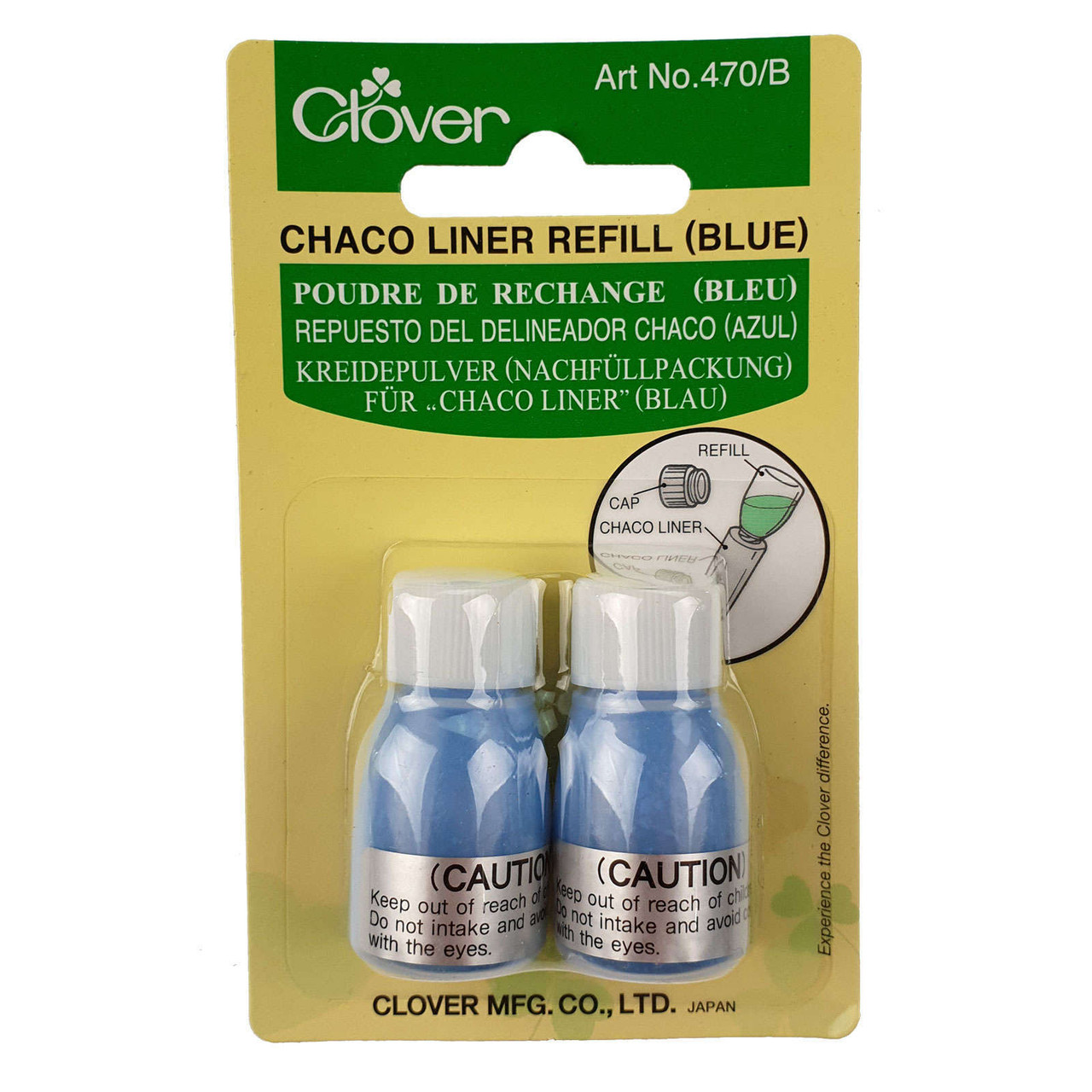 Clover Chaco Liner Refill BLUE 2 x Bottle Refills Old Mill Quilting