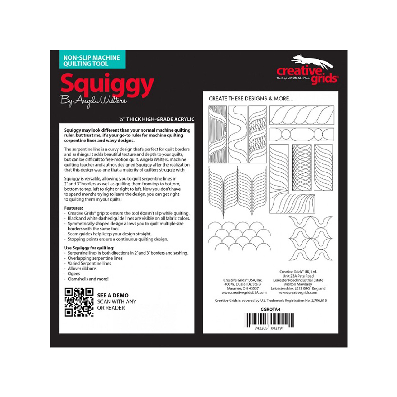  Creative Grids Machine Quilting Tool - Squiggy - CGRQTA4