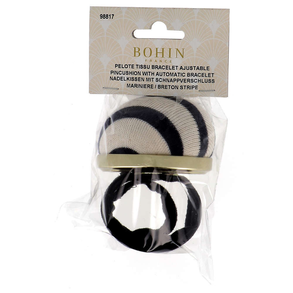 Bohin Wrist Pincushion With Bracelet Flexible Strap BLUE CREAM Old