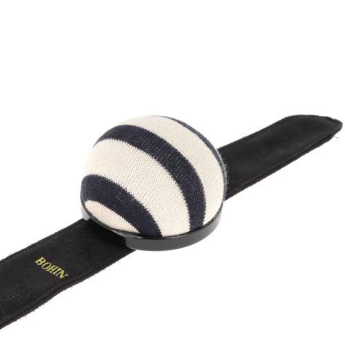 Bohin Wrist Pincushion With Bracelet Flexible Strap BLUE CREAM Old