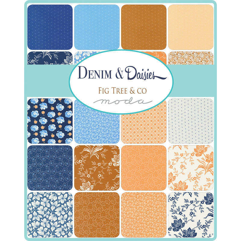 Moda Denim & Daisies Mini Charm 2.5" Squares Fabric By Fig Tree & Co ...