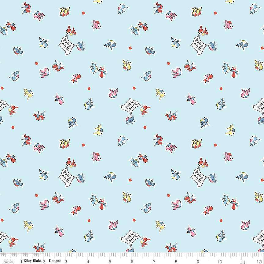 Riley Blake Designs Love Notes Songbird Sky Fabric by Lindsay Wilkes ...