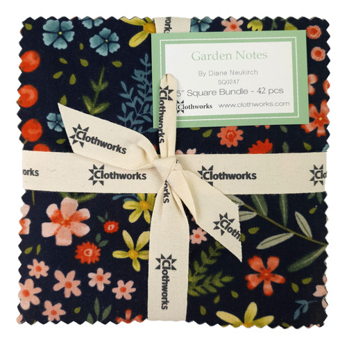  Clothworks Garden Notes 5" Squares BY Diane Neukirch