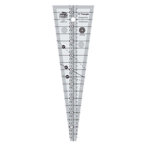 Creative Grids 15 Degree Triangle Ruler Total Length 9.5 Inch 