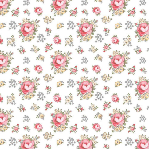 Poppie Cotton Primrose White Dots and Posies Floral
