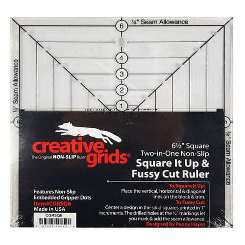 Creative Grids 6.5 Inch Square It Up or Fussy Cut Quilt Ruler