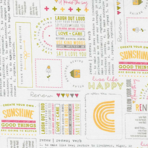 Moda Renew Daily Guide Rainbow White Fabric by Sweetwater M5556015
