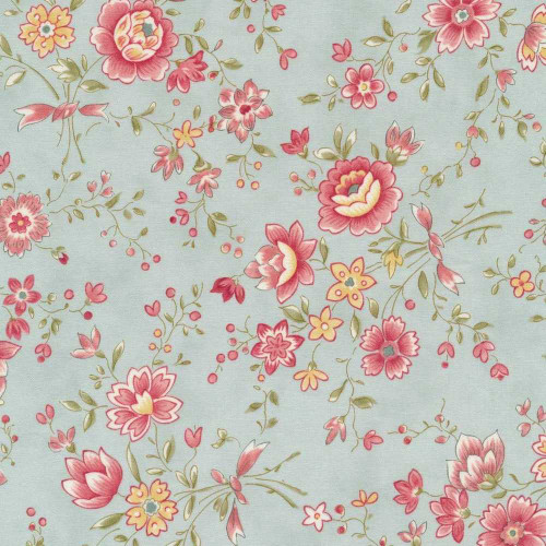 Moda Promenade Sky Tea Rose Fabric by 3 Sisters M4428113
