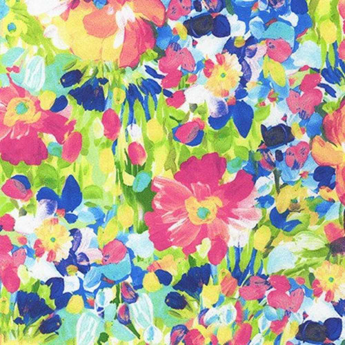 Robert Kaufman Painterly Petals Multi 108" Wide Backing Fabric Sateen Sold by 50cm