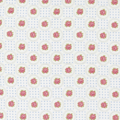 Moda Sweet Liberty Linen White Circle Rose Fabric by Brenda Riddle Designs M1875111