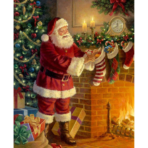 Riley Blake Christmas Santa by the Fireplace Panel Fabric by RBD Designers