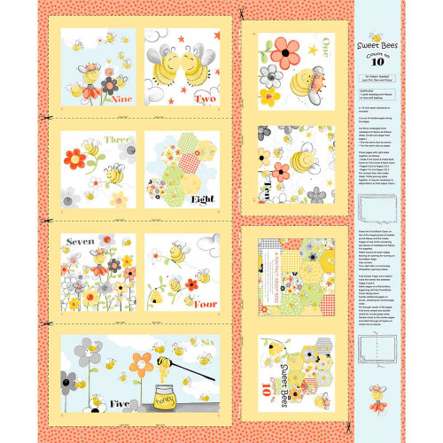 Clothworks Sweet Bees 36 Inch Storybook Yellow Fabric Panel by SusyBee