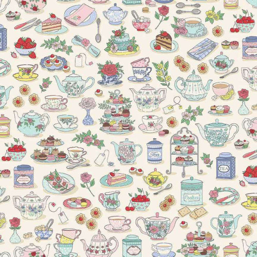 Makower UK Afternoon Tea Time Fabric by MU-091-Q