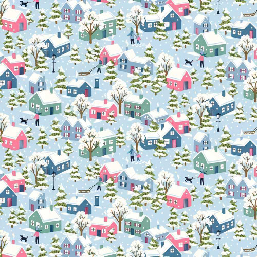 Liberty of London Festive Greetings From Liberty Festive Village Blue Fabric L01667430C