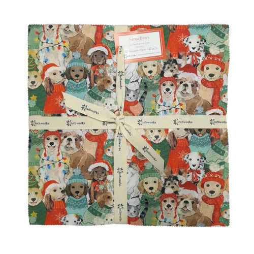 Clothworks Santa Paws 10" Squares Fabric By Heatherlee Chan