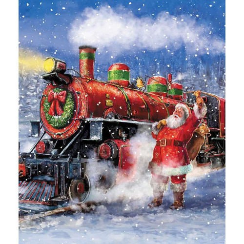 Riley Blake Christmas Wishes Santas Train Panel Fabric by RBD Designers PD16553