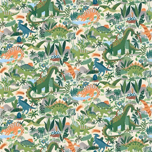 Prehistoric Paradise Cream Fabric by Makower UK MU-163-Q