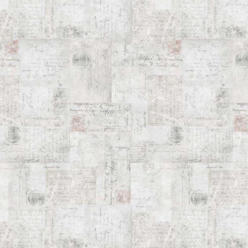 Clothworks Harmony Light Pewter Letters Fabric Y4583-118
