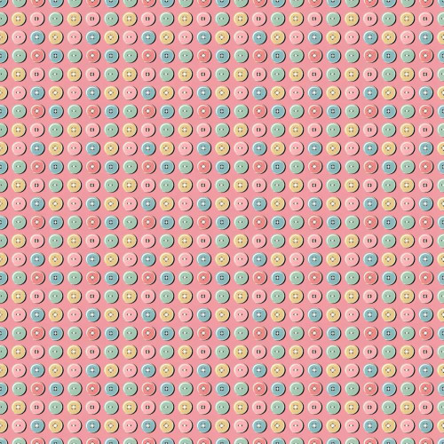 Poppie Cotton Grannys Sewing Room Button Collection Pink Fabric by Sheri McCulley GS25909
