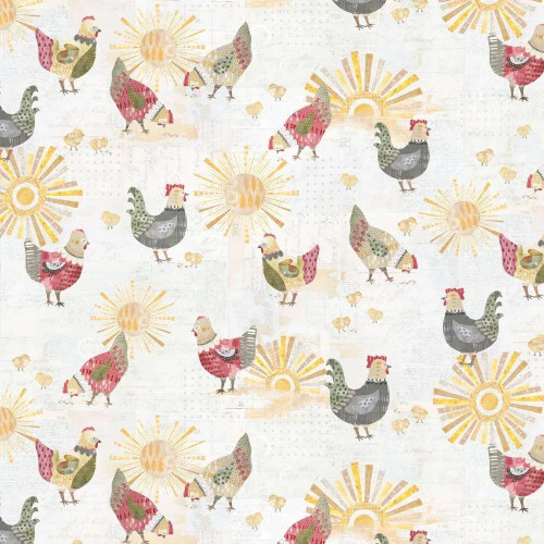 Chicken Scratch Rise & Shine Fabric by PB Textiles PB0521E