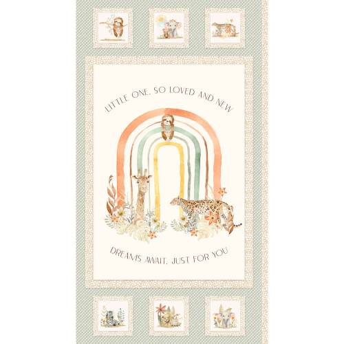 P&B Textiles Mini Menagerie Jungle Animals Panel Fabric by Audrey Jeanne Roberts MMEN06115PA