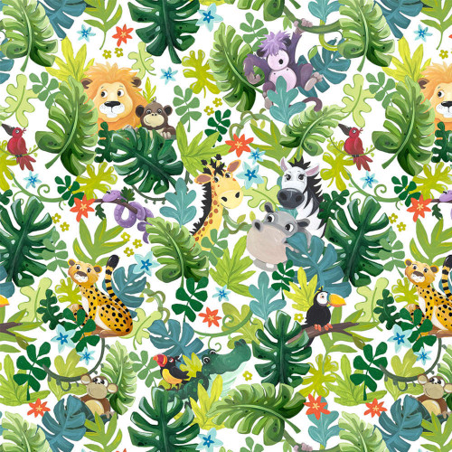 Clothworks Susybee Jungle Friends Fabric SB20443-100
