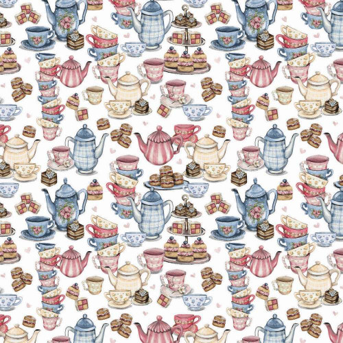 Camelot Fabrics Tea and Poetry Afternoon Tea Fabric by Pam Vale 49240601-01