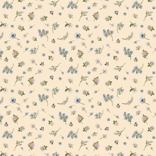 Camelot Fabrics Tea and Poetry Scattered Florals Fabric by Pam Vale 49240604-01