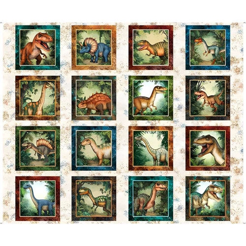Savage Kingdom Dinosaur Panel Fabric QT Fabrics 31733-E