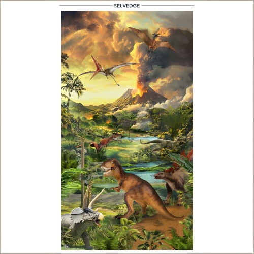 Prehistoric Paradise Dinosaur Panel Fabric Windham Fabrics 55155DP-1