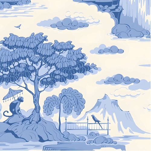 Tilda Something Blue Cottonview Cream Fabric 100670