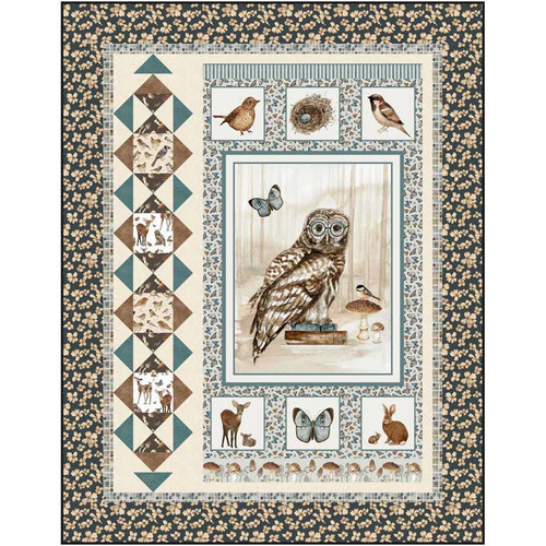 Henry Glass & Co Whimsical Woods Owl Panel Fabric by Dawn Rosengren 2240P-11
