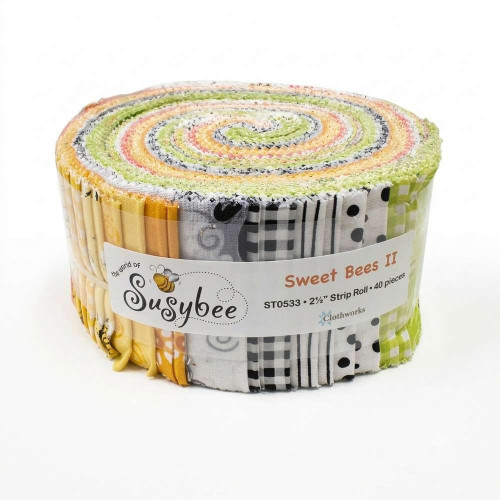 Clothworks Susybee Sweet Bees II 2.5 Inch Fabric Strips  40pcs