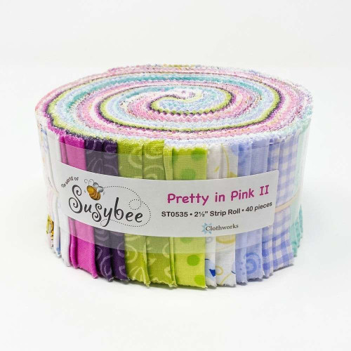 Clothworks Susybee Pretty in Pink II 2.5 Inch Fabric Strips  40pcs